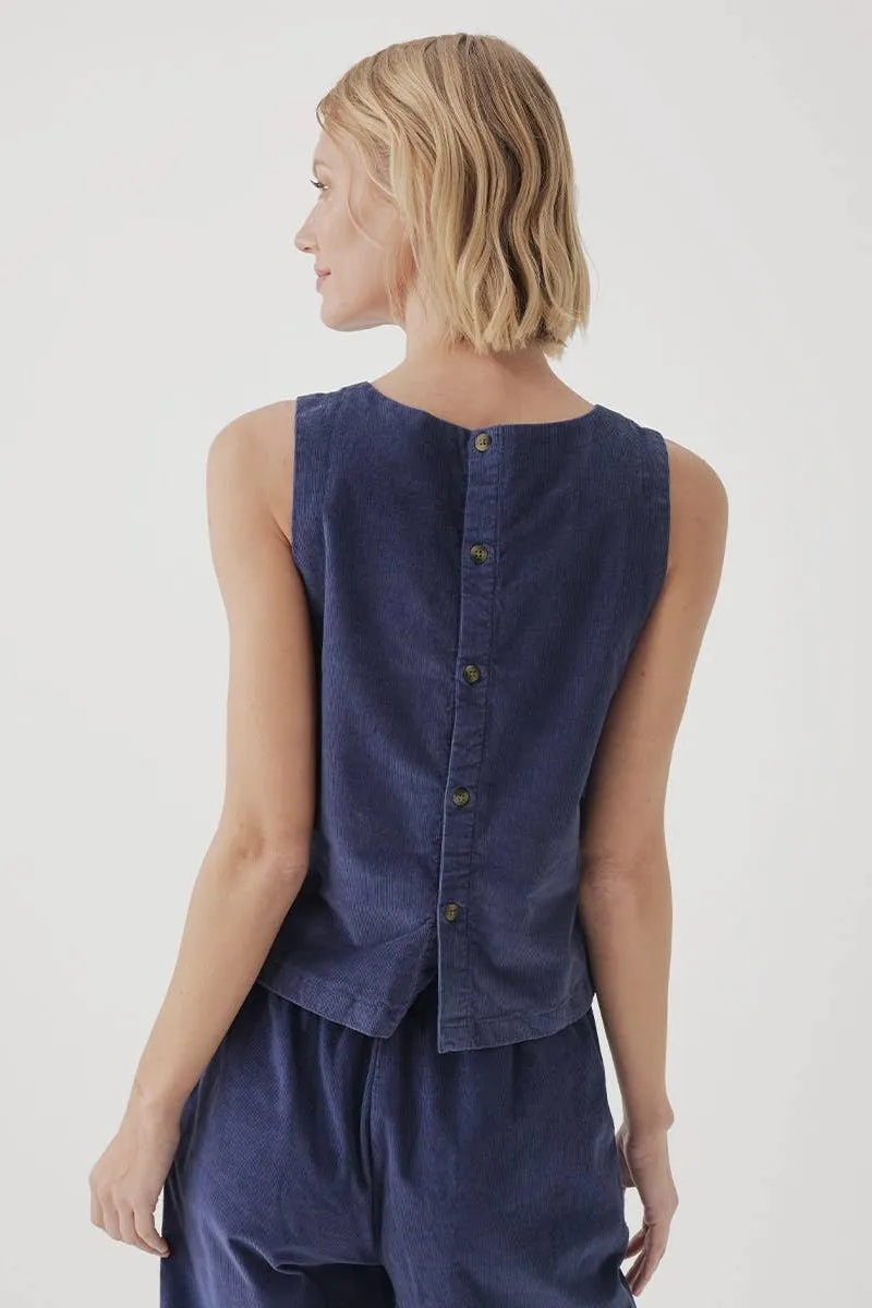 Modern Corduroy Button Back Tank