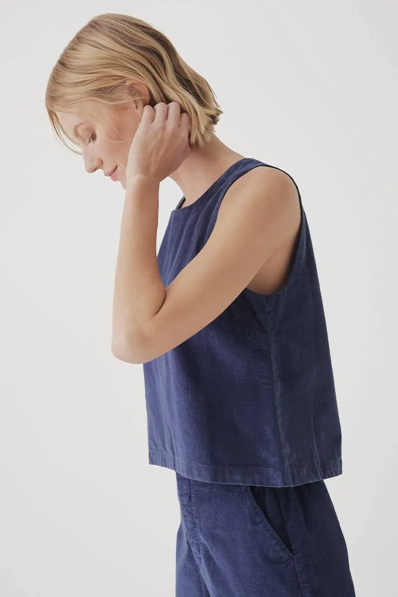 Modern Corduroy Button Back Tank