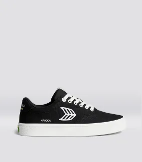 NAIOCA Canvas Black Canvas Off-White Logo Sneaker Men