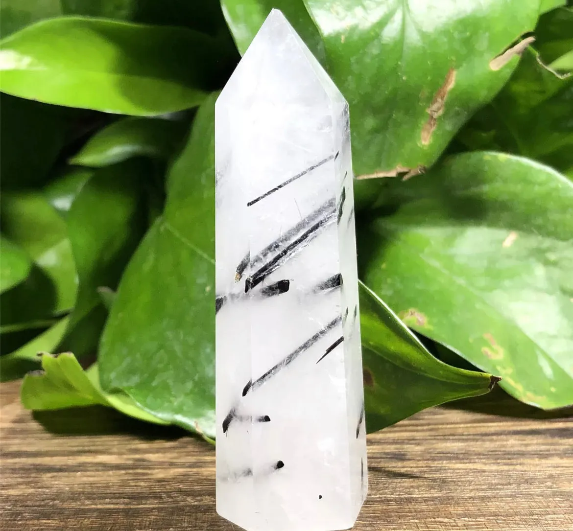 Natural Tourmaline Quartz gemstone Wand