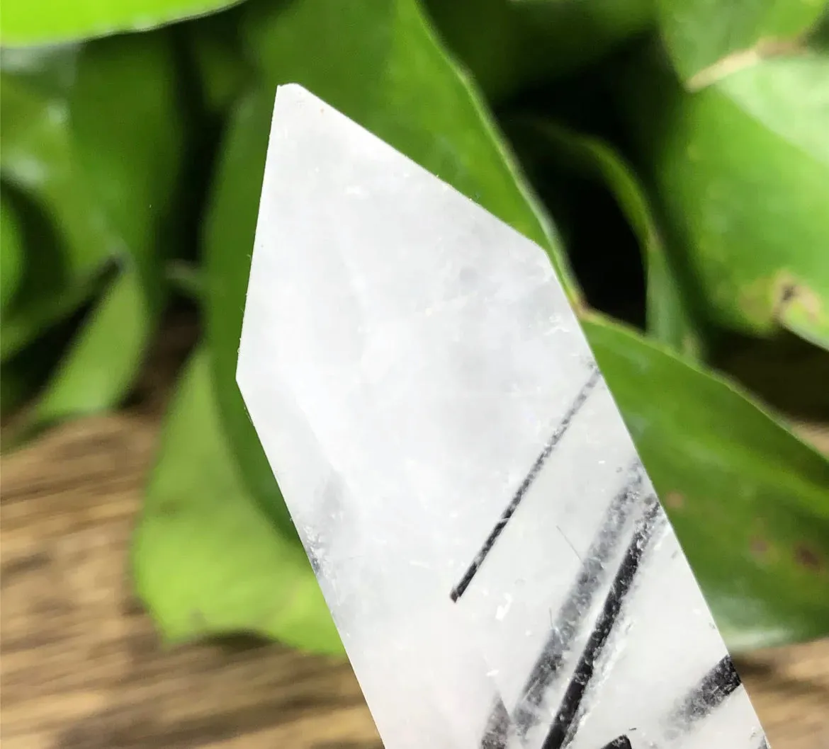 Natural Tourmaline Quartz gemstone Wand