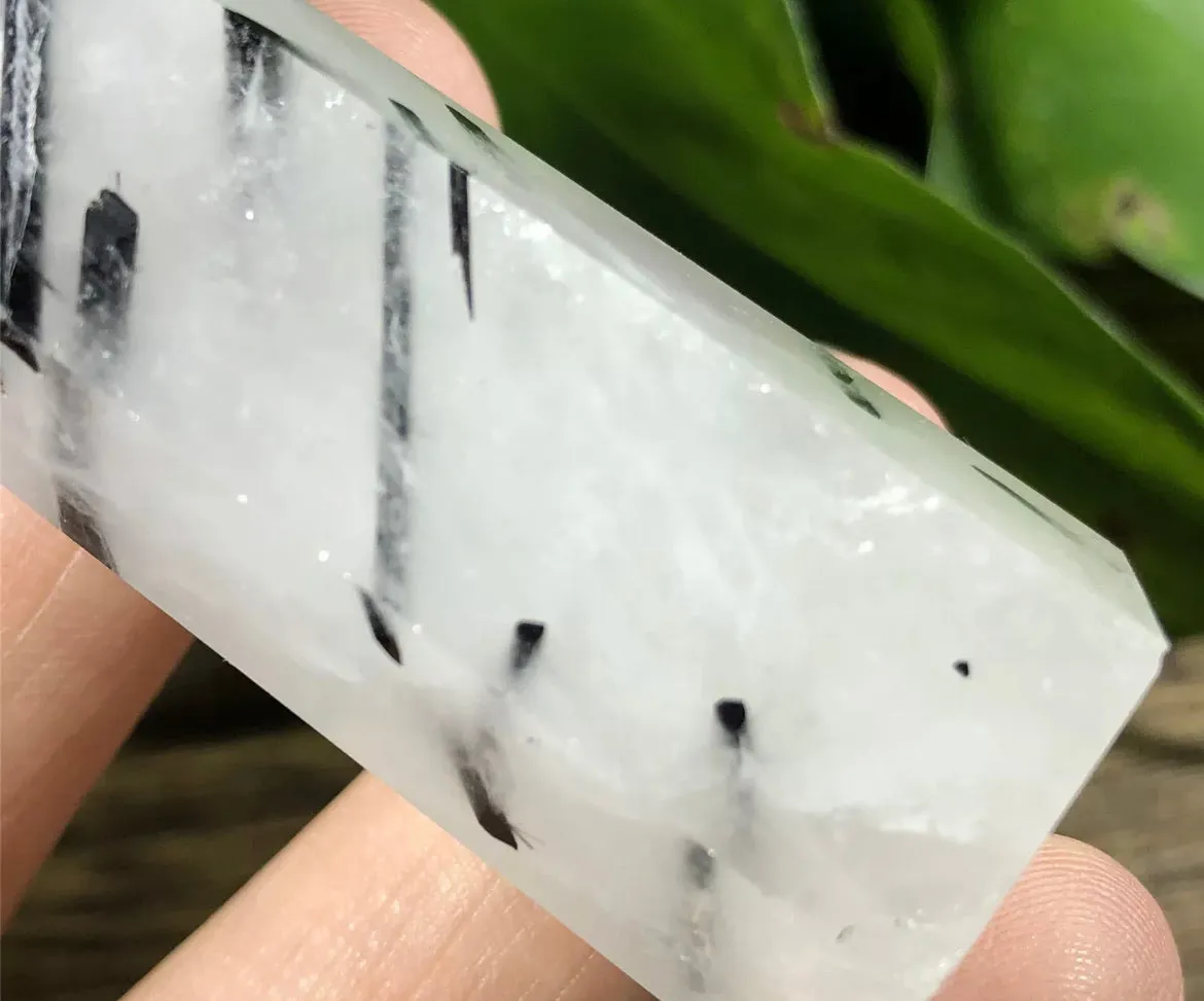 Natural Tourmaline Quartz gemstone Wand