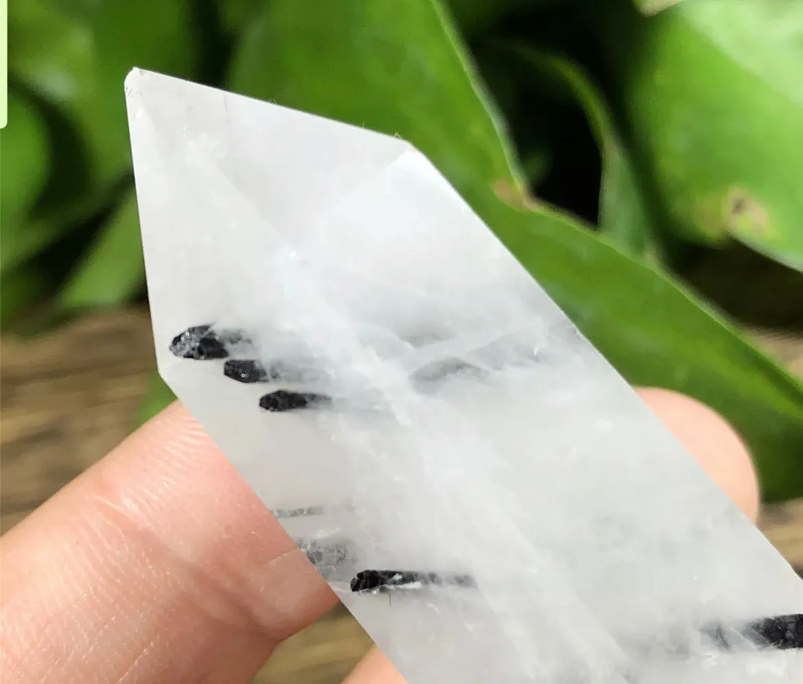 Natural Tourmaline Quartz gemstone Wand