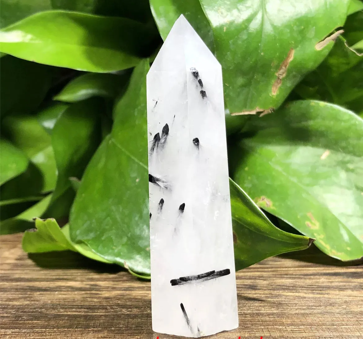 Natural Tourmaline Quartz gemstone Wand