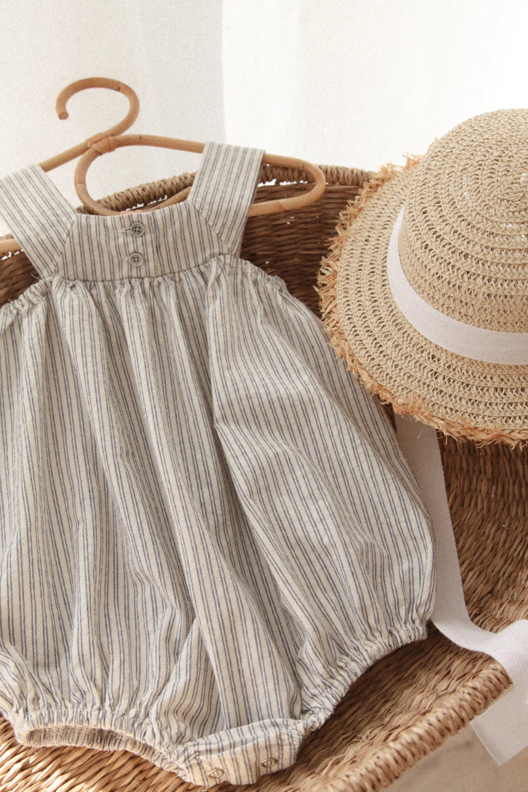 Navy Blue Stripe Soft Cotton Stripe Romper