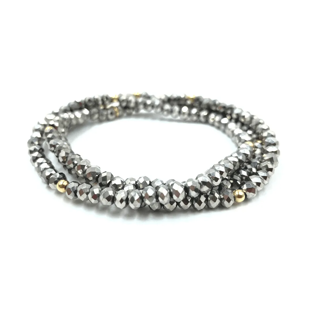 OG Shimmer Bracelet Stack in Metallic Gray   Gold Filled