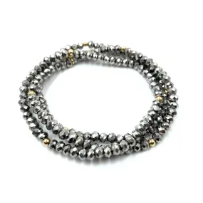 OG Shimmer Bracelet Stack in Metallic Gray   Gold Filled