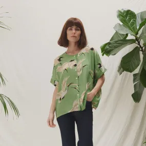 OHS Tea Stork Pea Grn Blouse