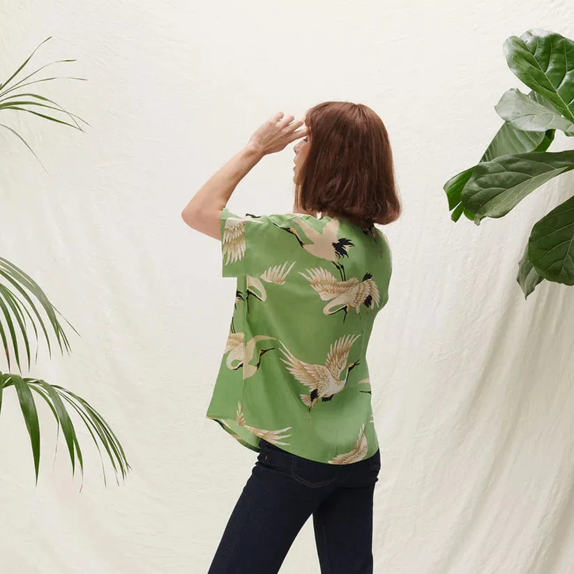 OHS Tea Stork Pea Grn Blouse