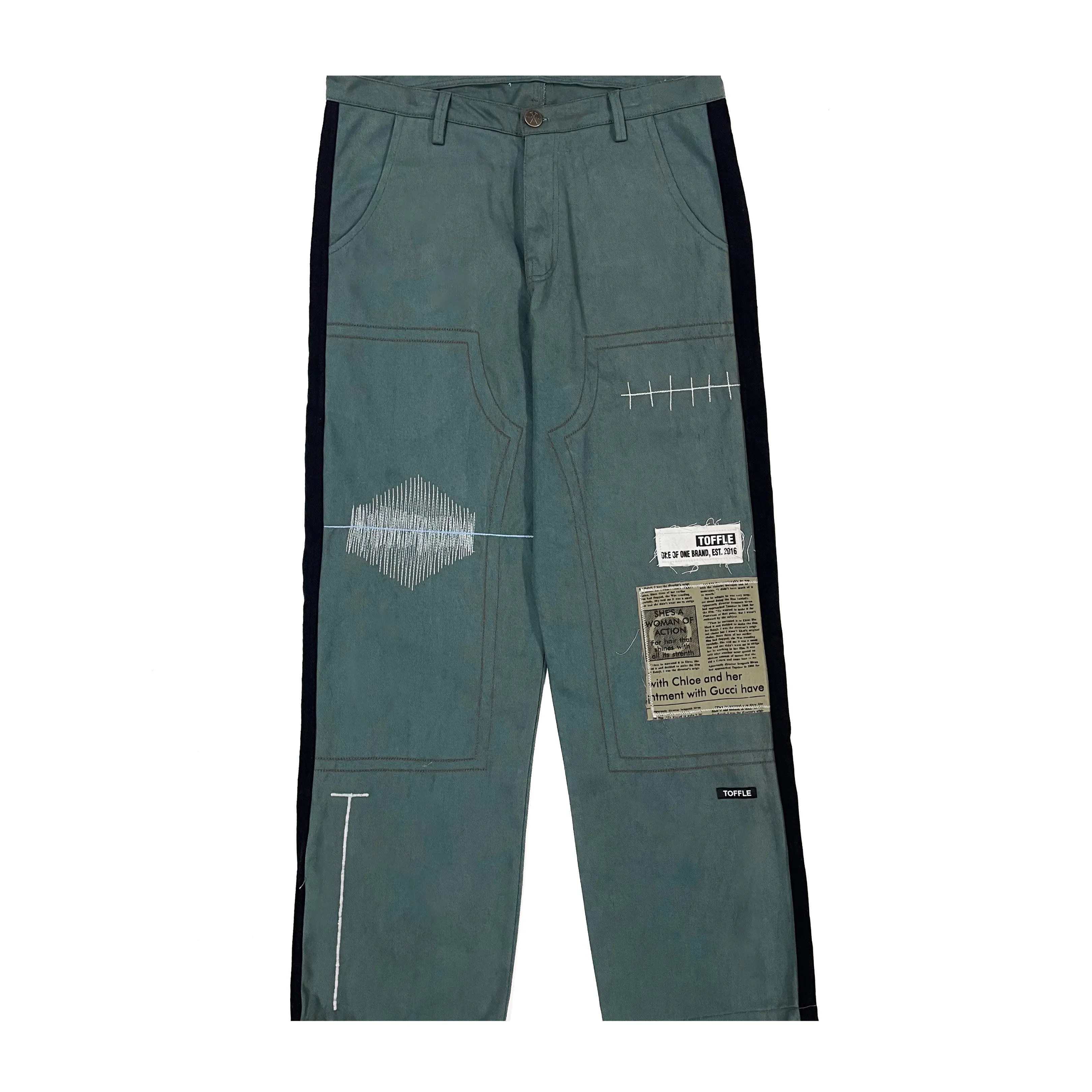 Olive Double Knee Stitch Denim