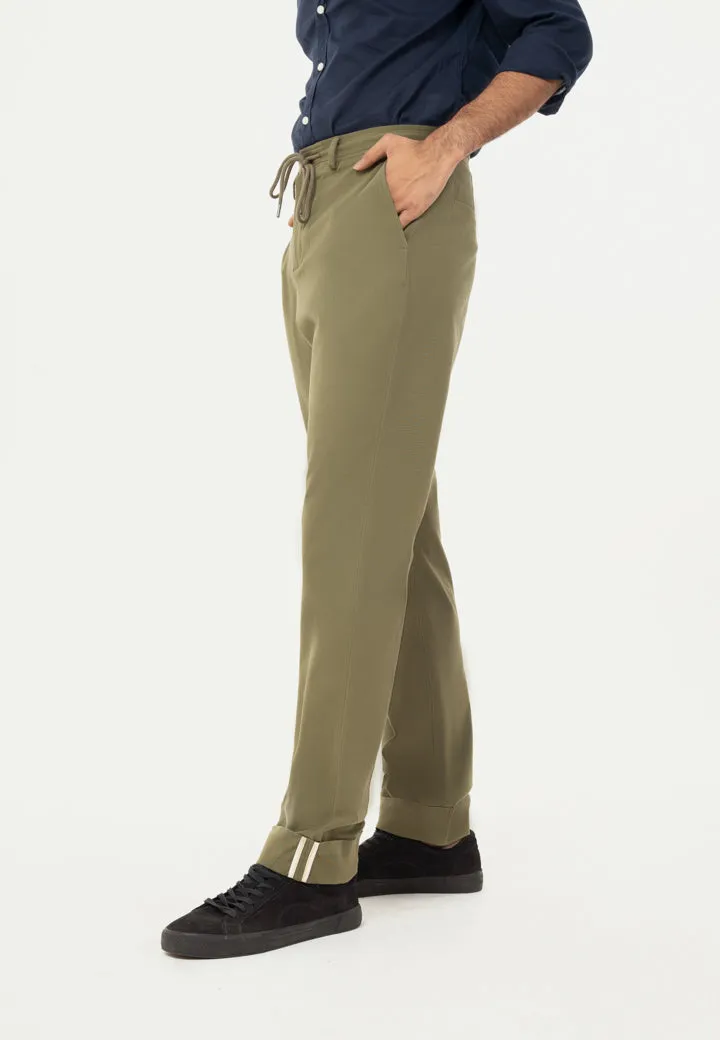 Olive Turn-up Hem Chinos