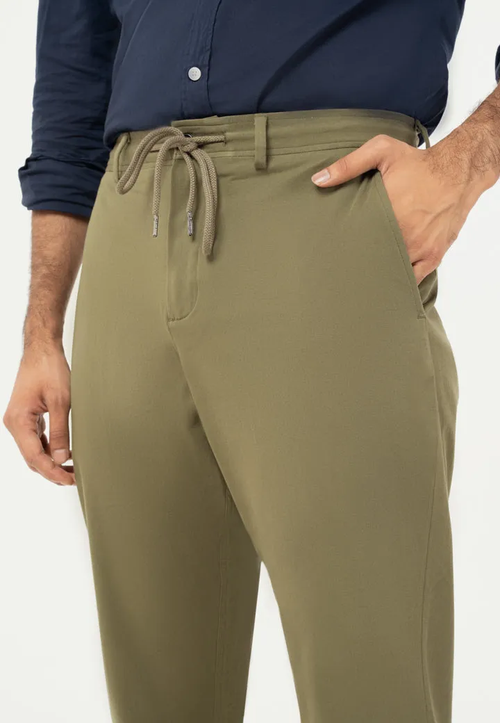 Olive Turn-up Hem Chinos