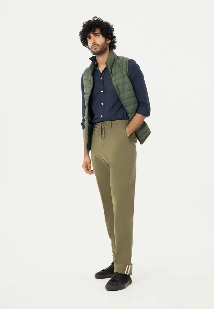 Olive Turn-up Hem Chinos