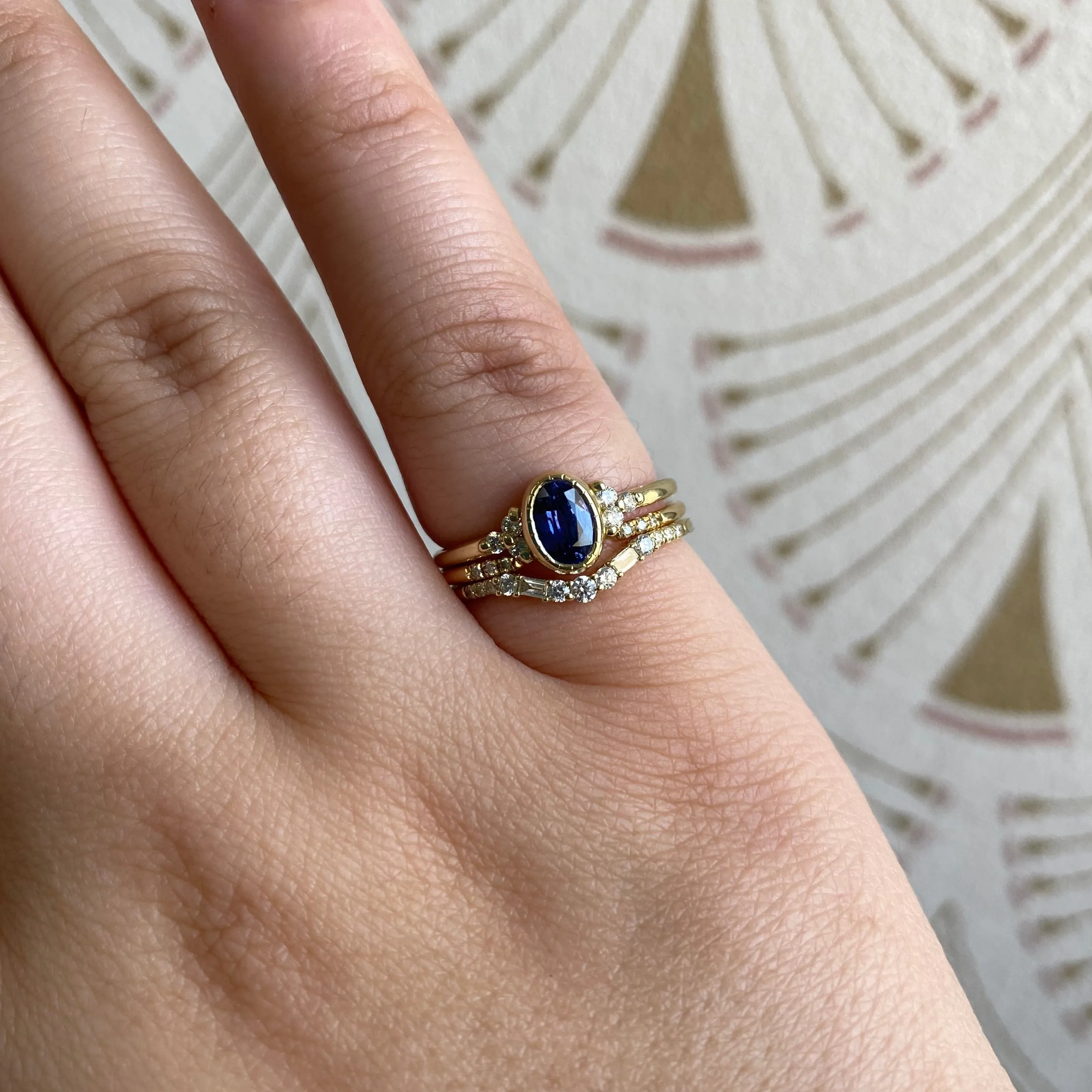 Oval Blue Sapphire Cluster Ring