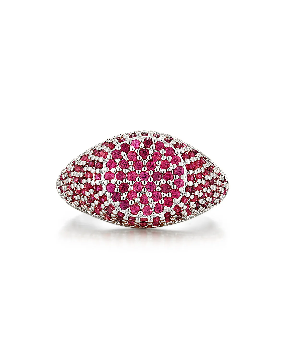 Pave Signet Ring- Ruby Red- Silver