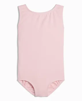 Petal Pink Girl's Cotton High Neck Tank Leotard