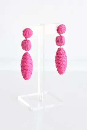 PINK STRAW EARRINGS