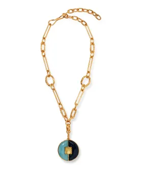 Porto Medallion Necklace in Blue Jasmine