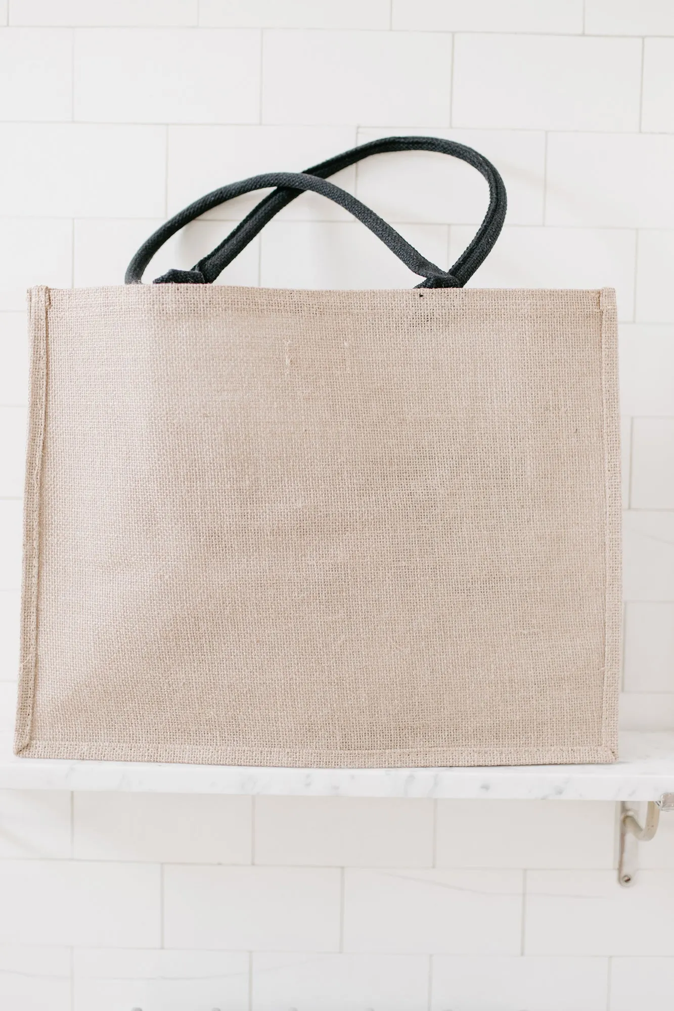 "Hello Weekend" Twine Tote Bag (Black)