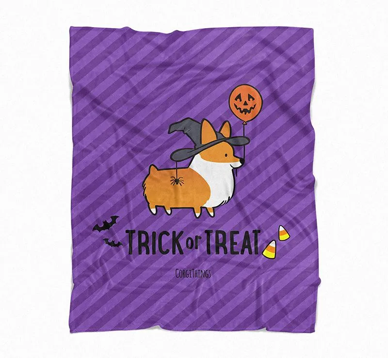 "Witchy Corgi" Fleece Blanket | Halloween Collection