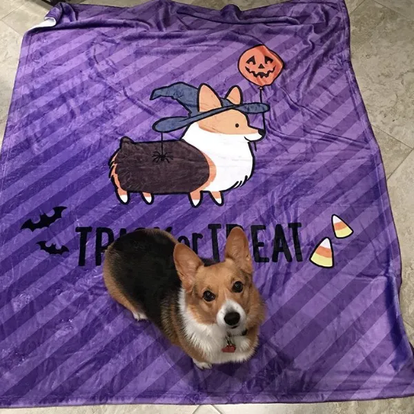 "Witchy Corgi" Fleece Blanket | Halloween Collection