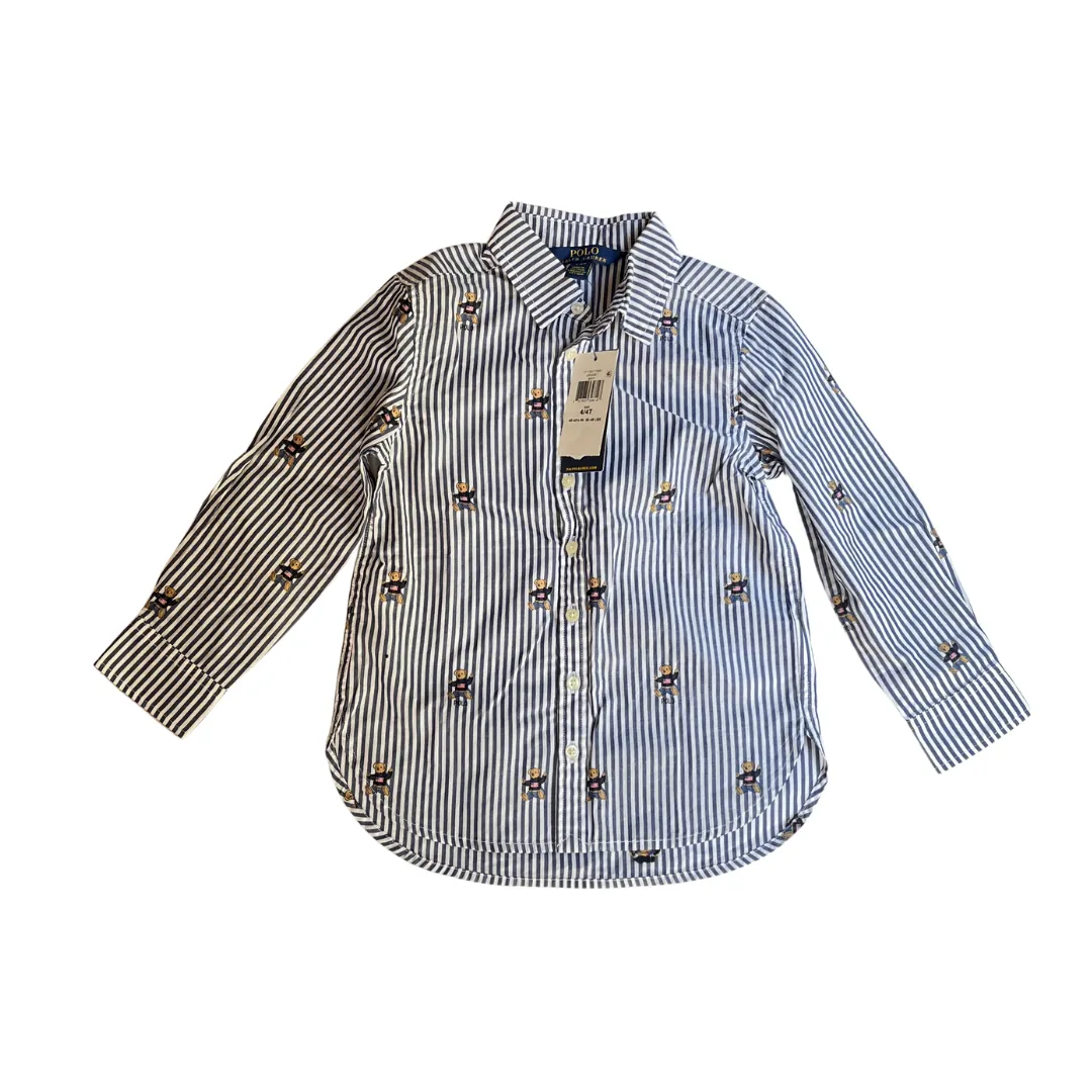 Ralph Lauren Striped Teddy Bear Button-down Shirt (4 years) | Brand New |