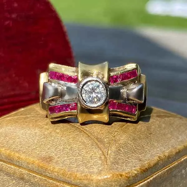 Retro Diamond & Ruby Ring