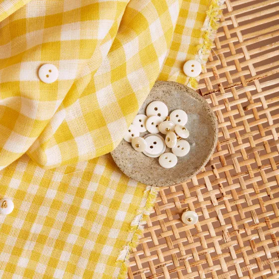 Reversible Cotton Gingham Double Gauze in Lemon