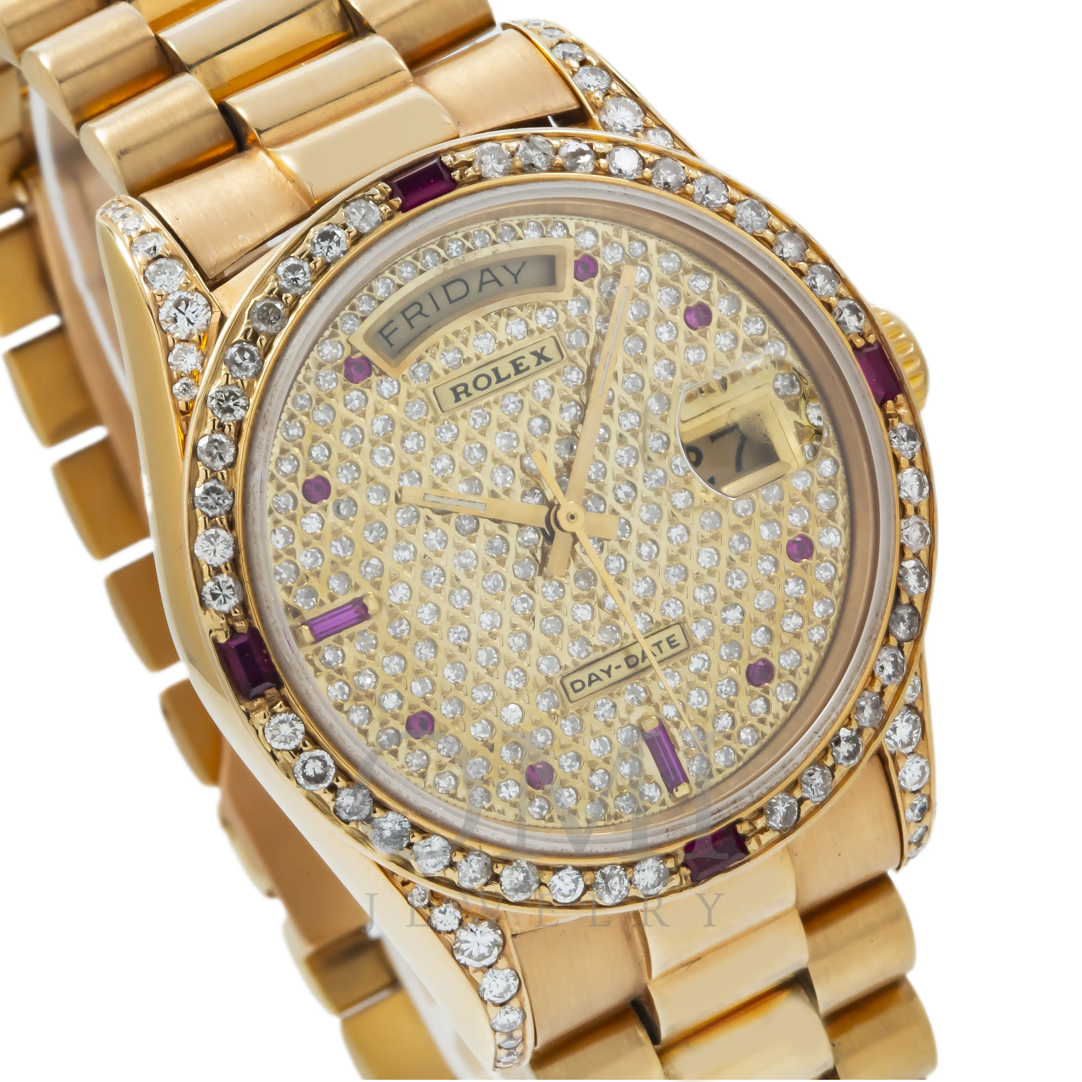 Rolex Day-Date 18038 36MM Diamond And Gemstone Dial And Bezel With Yellow Gold Presidential Bracelet