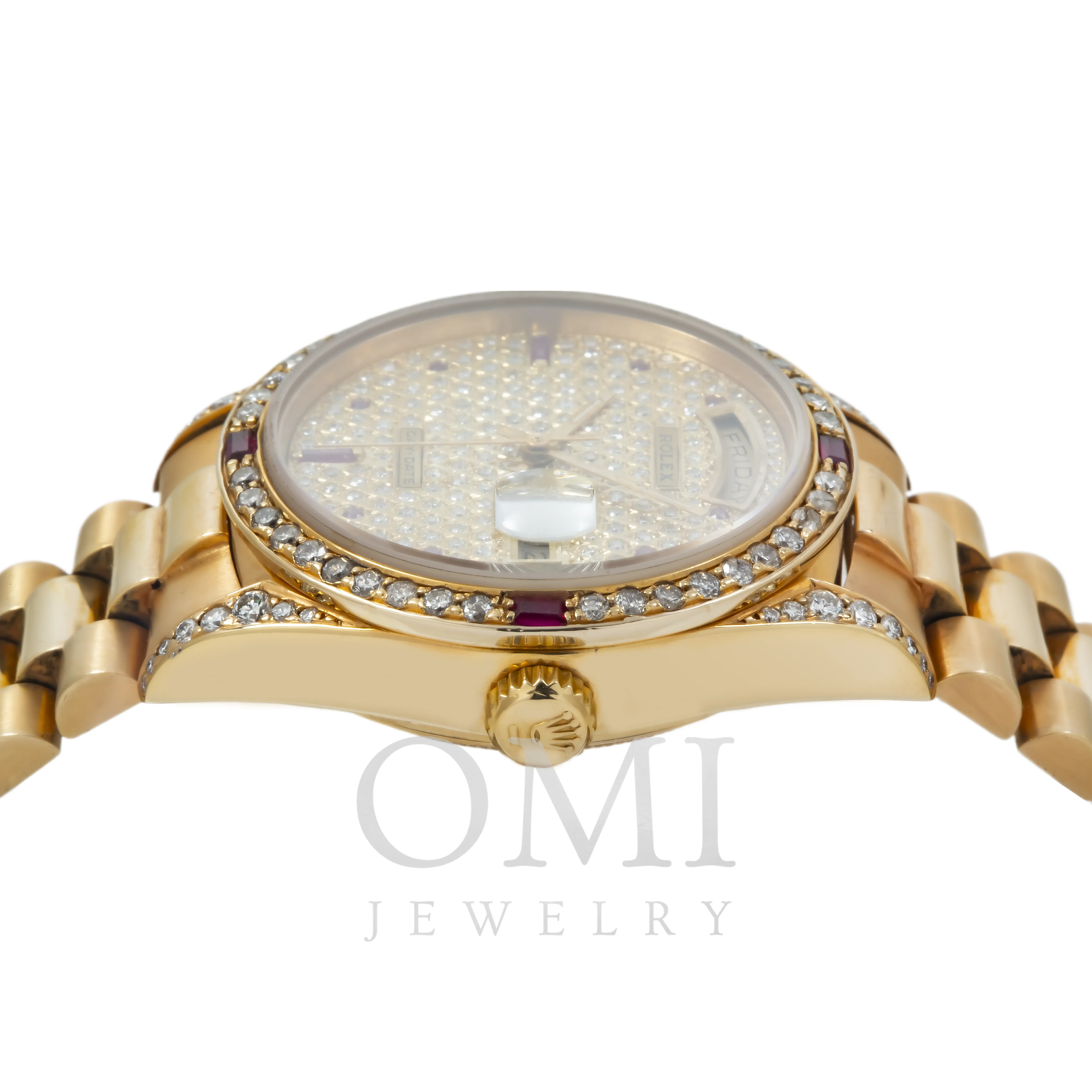 Rolex Day-Date 18038 36MM Diamond And Gemstone Dial And Bezel With Yellow Gold Presidential Bracelet