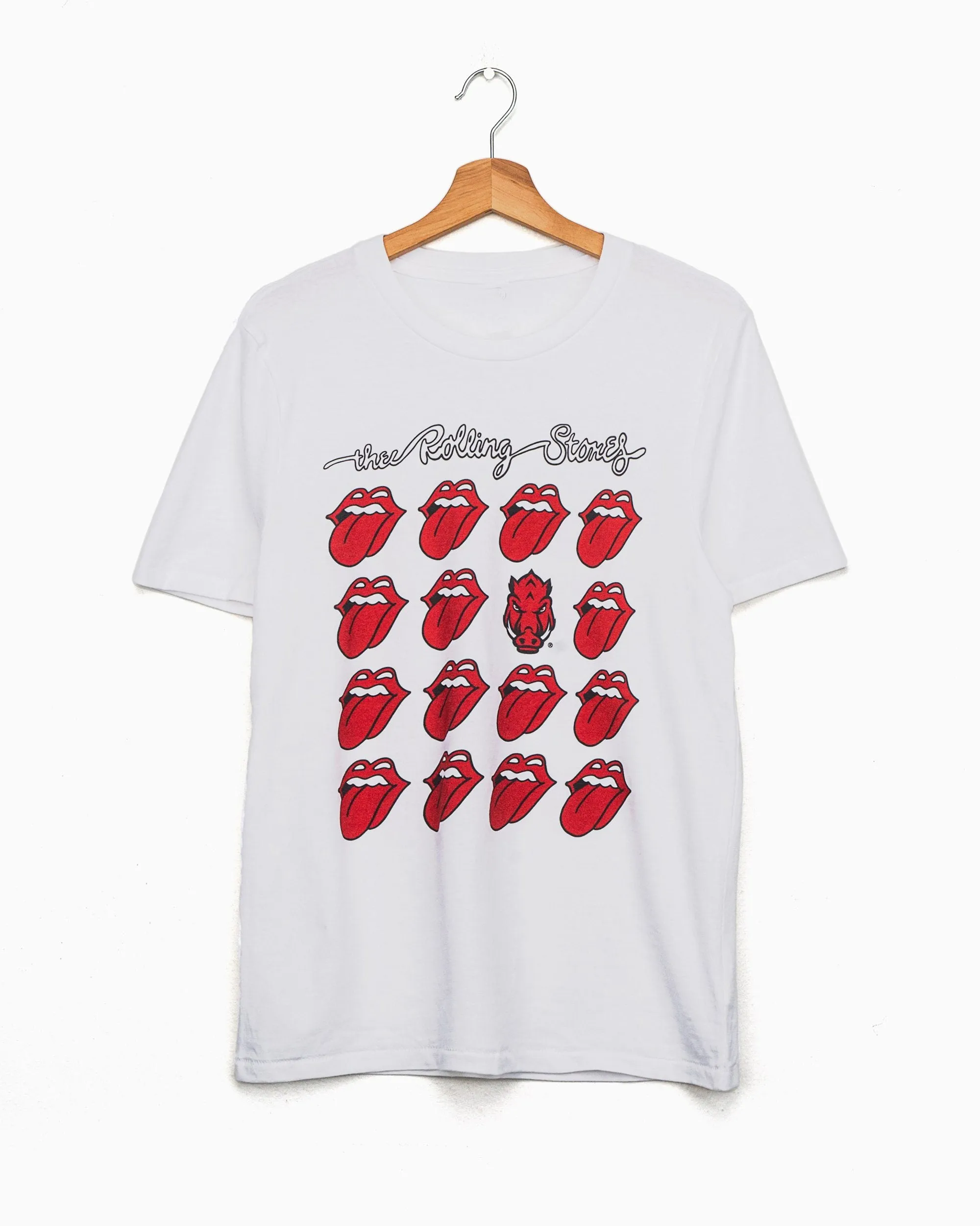 Rolling Stones Arkansas Razorbacks Multi Lick White Tee