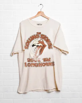 Rolling Stones Rock 'Em Longhorns Off White Thrifted Tee