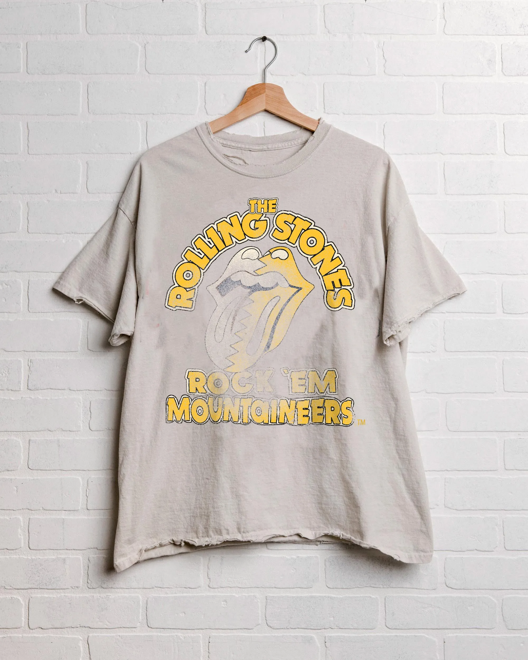 Rolling Stones Rock 'Em Mountaineers Off White Thrifted Tee