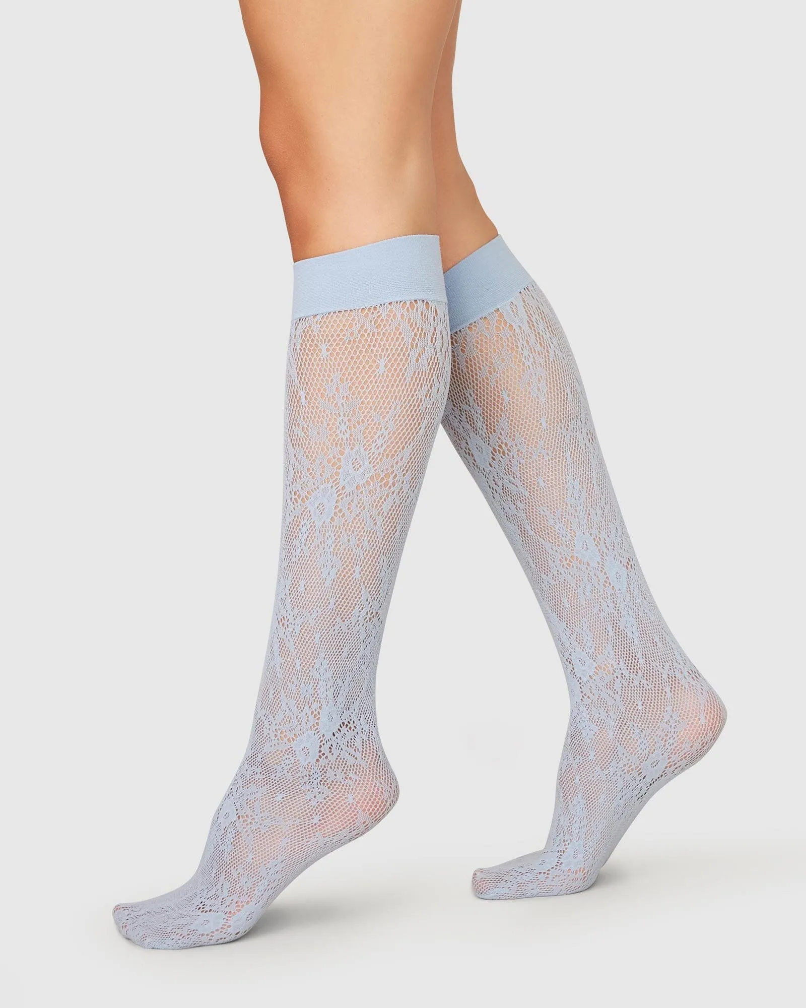 ROSA LACE HNÉSOKKAR DUSTY BLUE