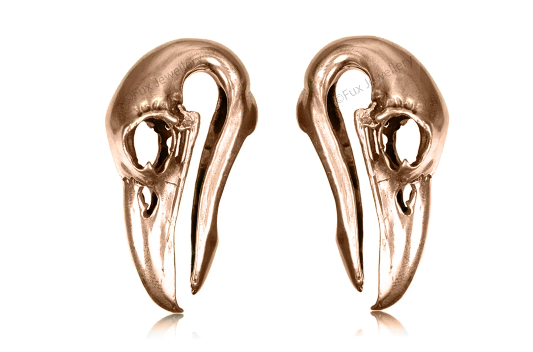 Rose Gold Raven Skull Ear Weights