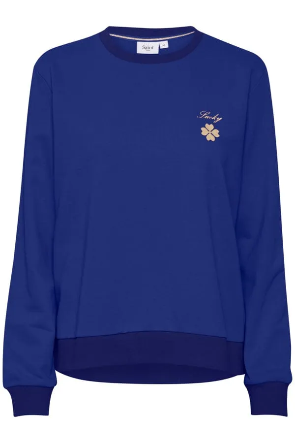 Saint Tropez Cotton Blend Sweatshirt Royal Blue