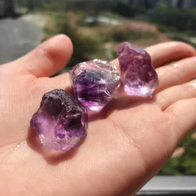 Set of 3 Natural Amethyst Crystal Raw Stones | Crown Chakra Healing