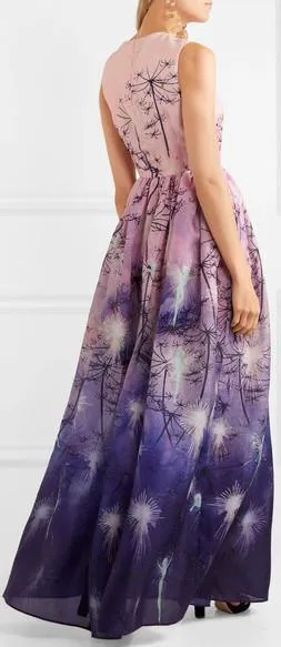 'Shaw' Sleeveless Fairy-Print Gown