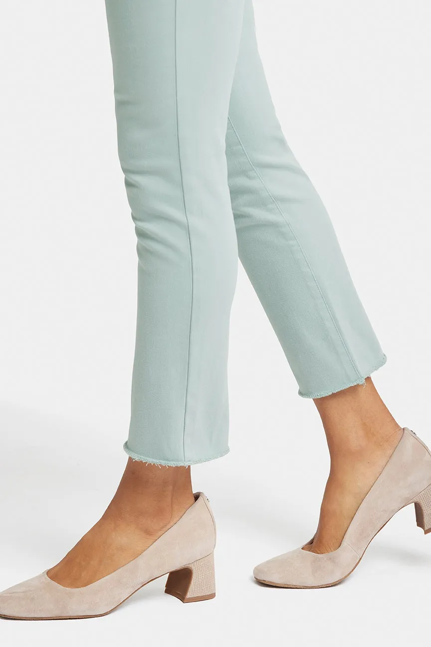 Sheri Slim Ankle Jeans Frayed Hems Green Coloured Denim | Snow Mint