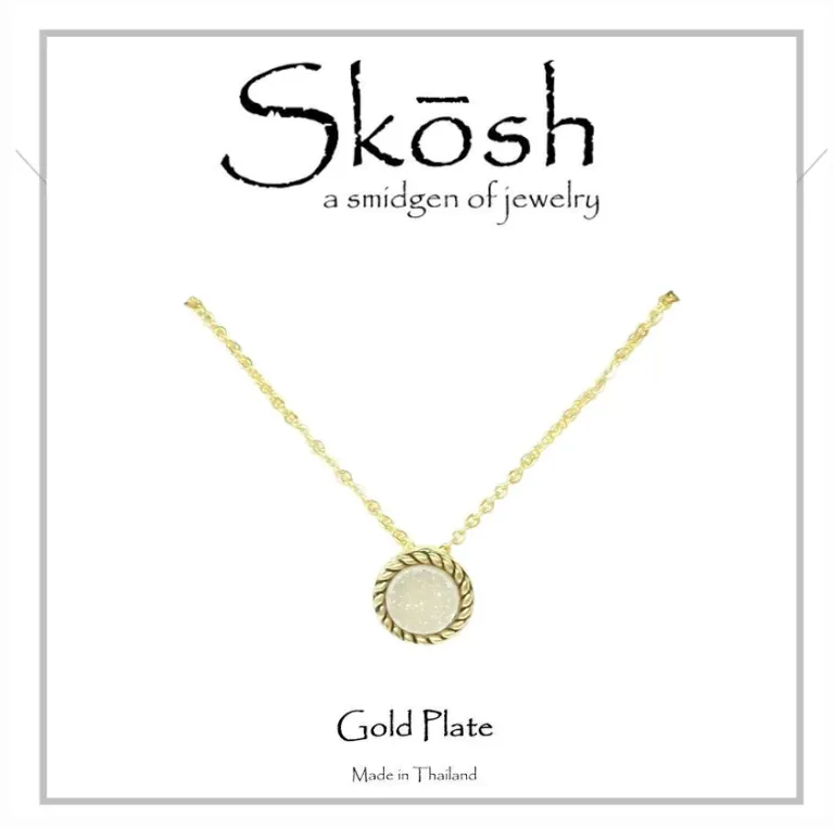 Skosh Antique Gold Round Druzy Necklace