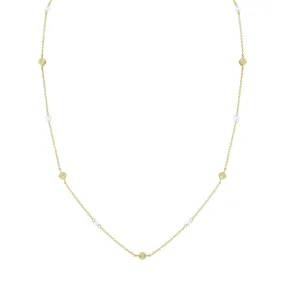 SLOANE STREET 18K YELLOW GOLD QUILTED STATION AND ROSE CUT DIAMOND NECKLACE 0.52CTW