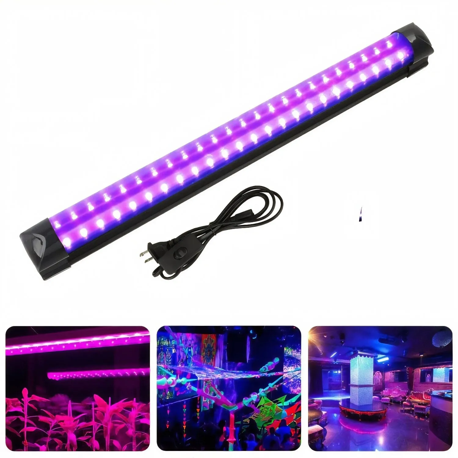 SMAXPro™ UV BlackLight Bar: 48 LED, USB, Ultraviolet DJ Party Lamp Strip