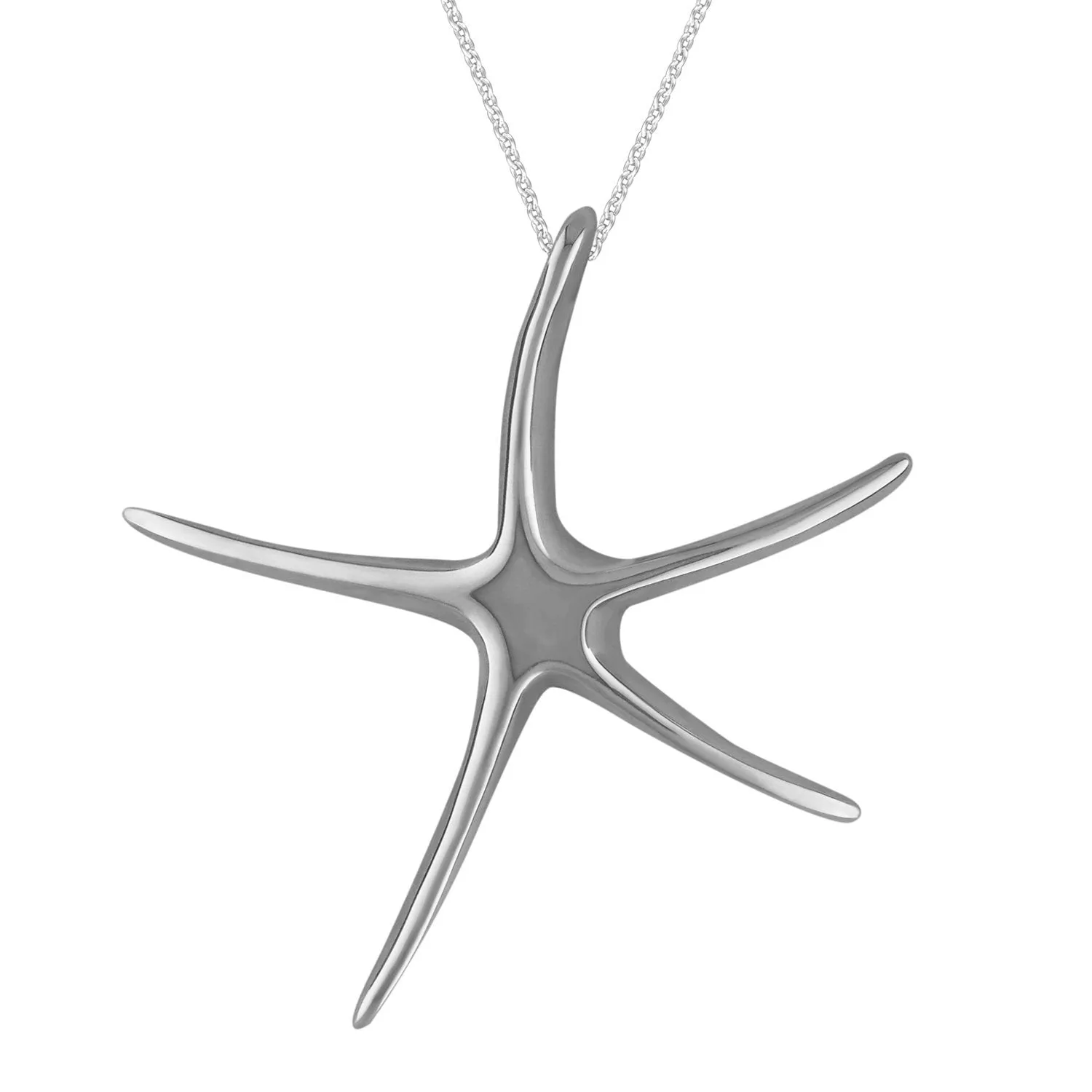 Sterling Silver Starfish Pendant Necklace, 18"