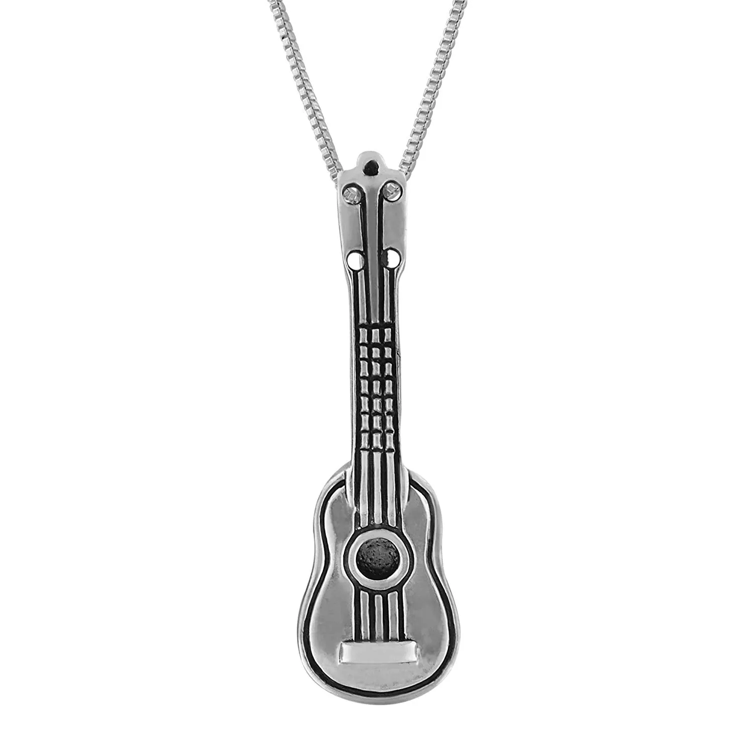 Sterling Silver Ukulele Pendant Necklace, 18"