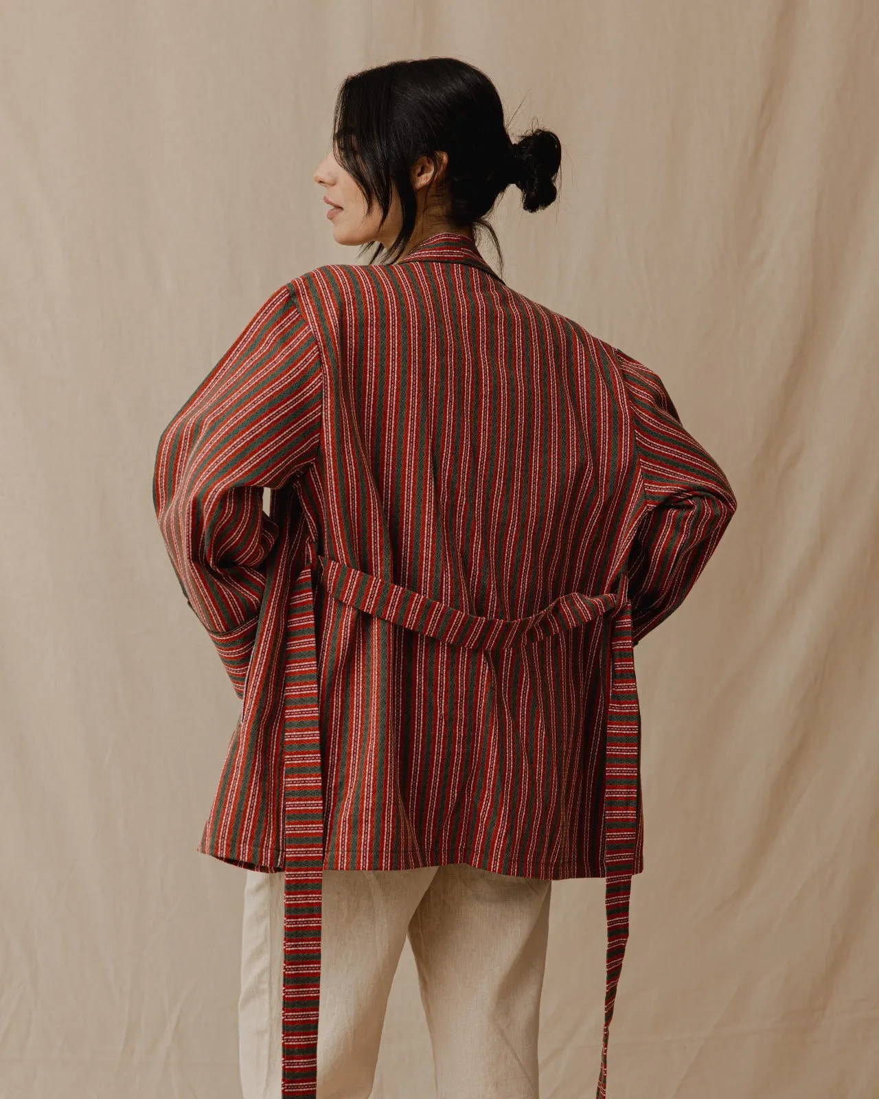 Striped Kimono Olive X Orange