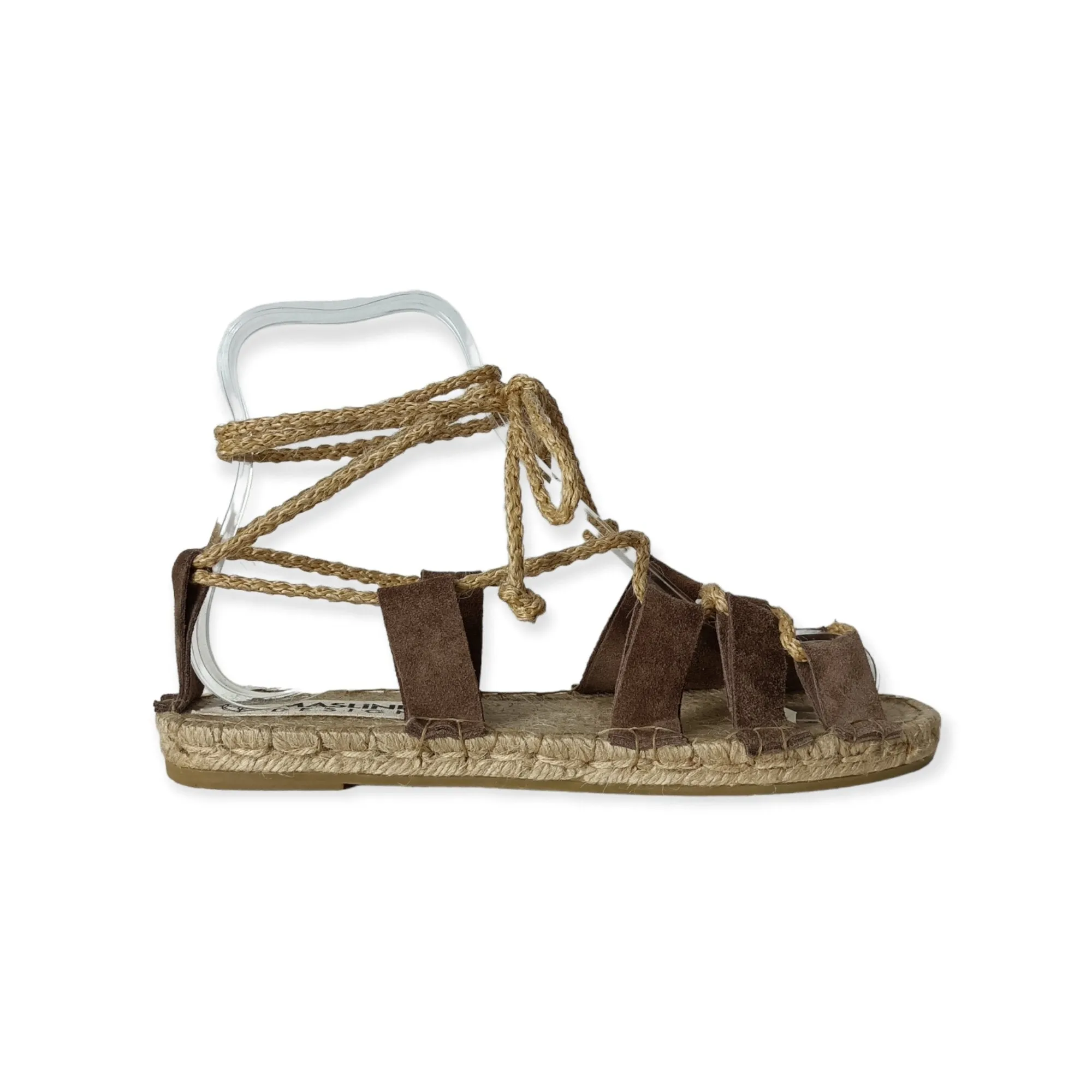 Suede Gladiator Sandals - Beige- Classic Sole