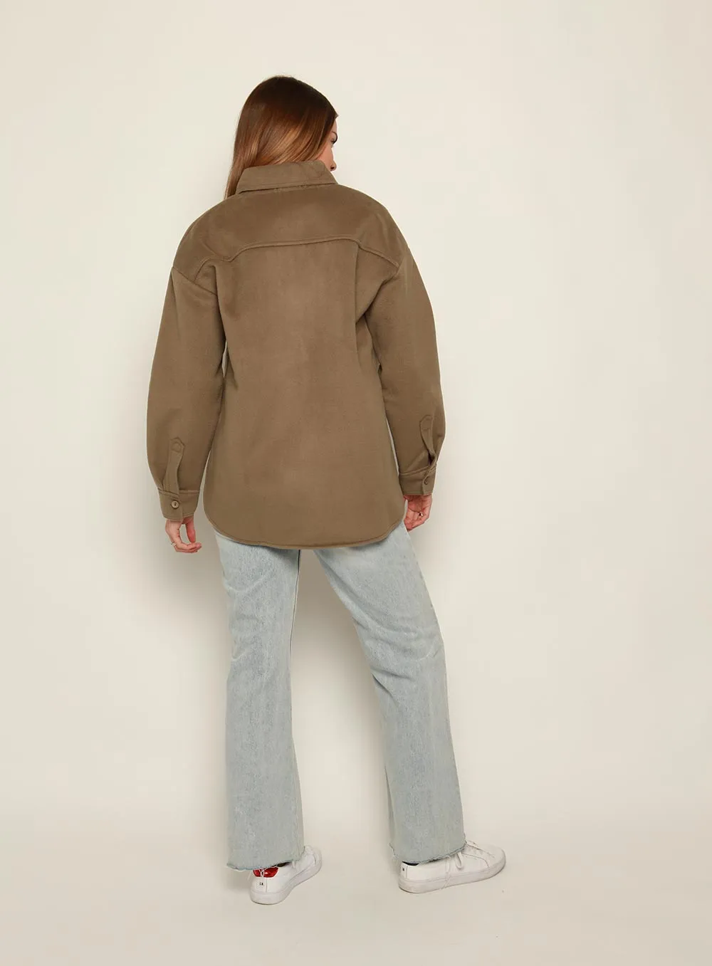 Tess Oversize Long Sleeve Jacket-OLIVE