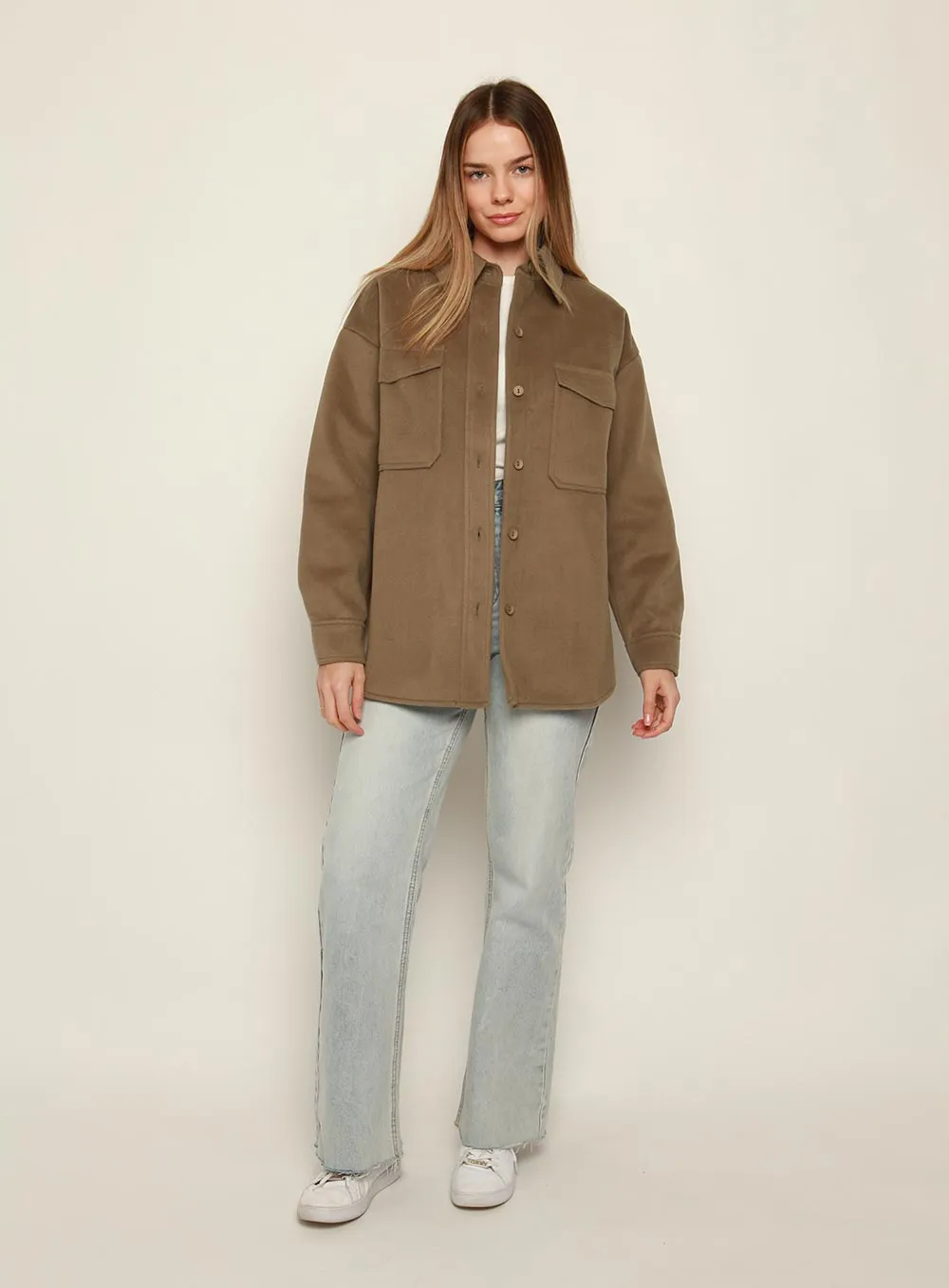 Tess Oversize Long Sleeve Jacket-OLIVE