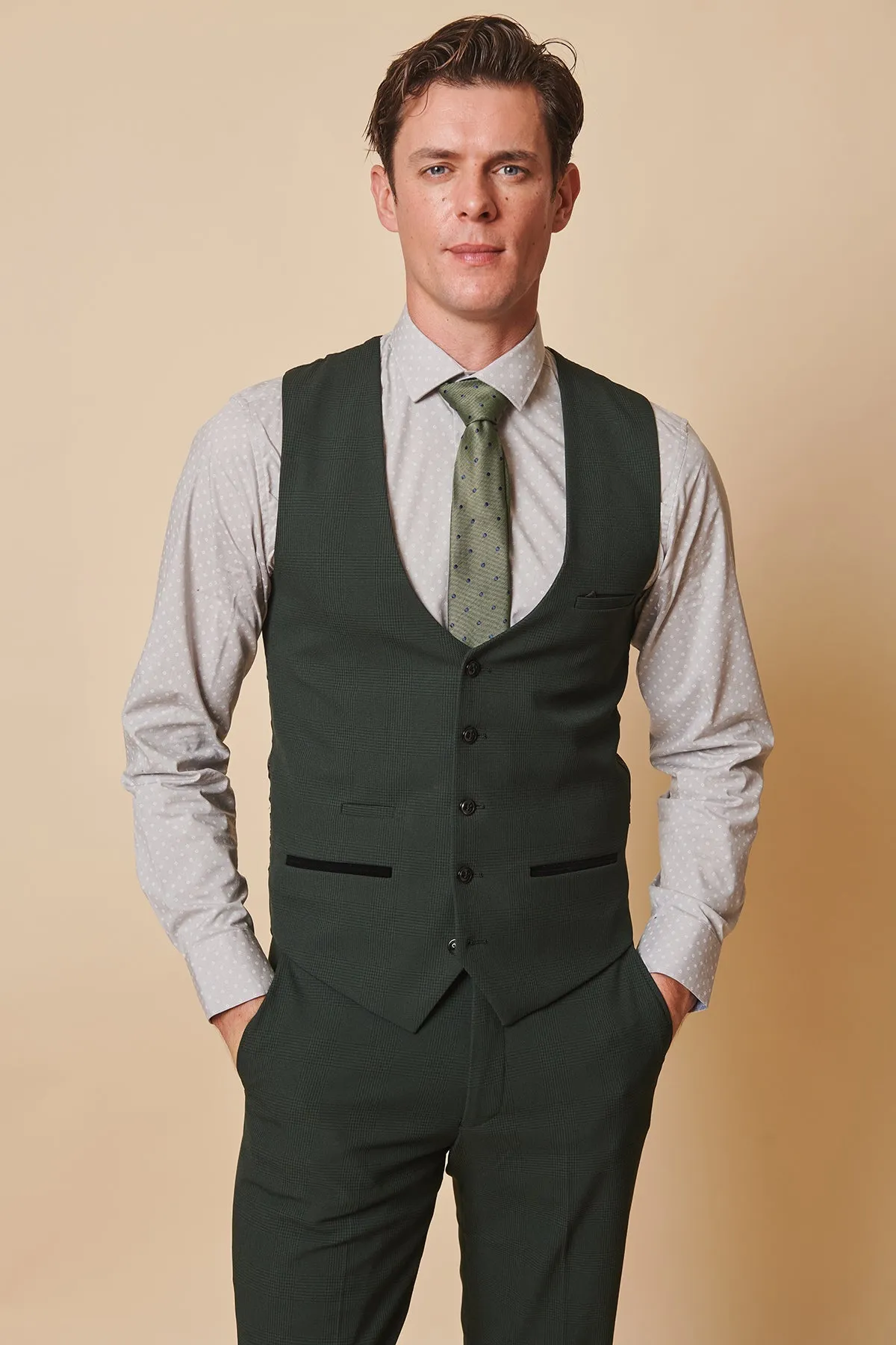 The Cardiff City F.C. Collection - BROMLEY Olive Green Check Suit As Worn By Karlan Grant