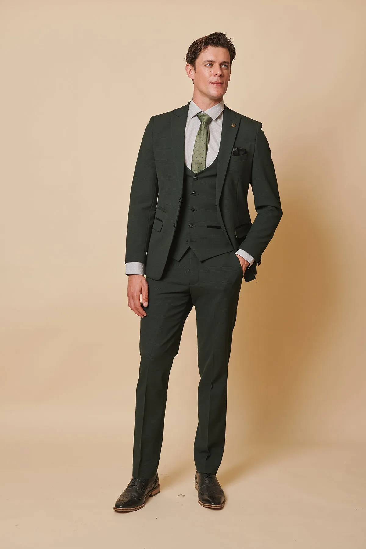 The Cardiff City F.C. Collection - BROMLEY Olive Green Check Suit As Worn By Karlan Grant